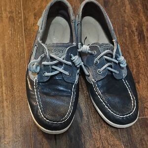 Sperry Top Sider Black and Gray Leather Boat Shoes